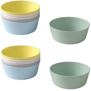 Imagem de Tigelas de plástico coloridas Kalas, pacote com 6 peças x 2 (12 peças) - Cores misturadas, resistentes a impactos e arranhões, aderentes - podem ser lavadas na máquina de lavar louça até 70C - Tigela