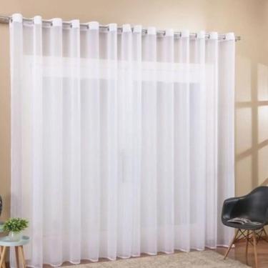 Imagem de Cortina de voal branco 6 metros sala ou quarto ilhos cromado - theovit
