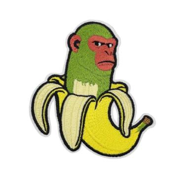 Imagem de 9 cm chimpanzini bananini macaco banana italiano brainrot meme bordado para mochilas, chapéus, moletons com capuz