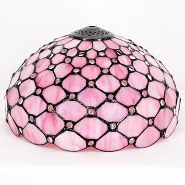 Imagem de TCODTPOL Abajur Tiffany Vitral Rosa 30 cm Lâmpada Decorativa Mesa