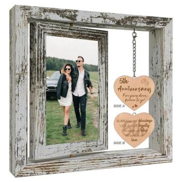 Imagem de Porta-retratos Soruney, aniversário de 5 anos, madeira, 5º casamento