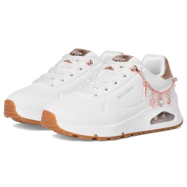 Imagem de Skechers Tênis feminino Uno Gen1 310343l (criança pequena), Branco/ouro rosa, 3 Little Kid