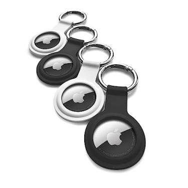 Imagem de CHARGEWORX Pacote com 4 porta-chaves de silicone para AirTags, ideal para rastrear animais de estimação, chaves, bagagem, mochilas e itens pessoais (conjunto B)