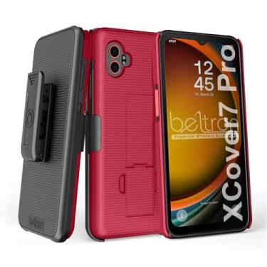 Imagem de BELTRON Capa para Galaxy XCover7 Pro com clipe, capa resistente com clipe giratório para cinto para Samsung Galaxy XCover 7 Pro 2025 SM-G766 (AT&T FirstNet T-Mobile) Força industrial (vermelho