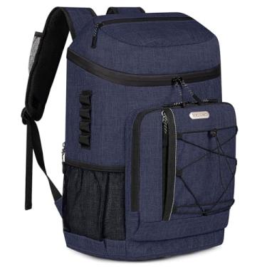 Imagem de HXLGMD Mochila Térmica à Prova de Vazamento, 30 Latas, Mochila Leve com Bolsas de Gelo, Mochila Impermeável para Piquenique ao Ar Livre, Caminhadas, Acampamento, Praia, Parque, Azul Marinho