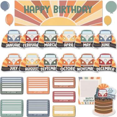 Imagem de Teacher Created Resources Moving Mountains Road Trip Happy Birthday Mini Quadro de avisos (TCR9228)