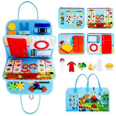 Imagem de Brinquedo Montessori Busy Board Guolely 35 em 1 de 1 a 6 anos azul cel
