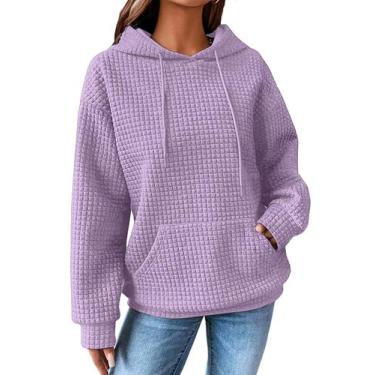 Imagem de Moletom com capuz SHEWIN feminino Waffle com cordão roxo