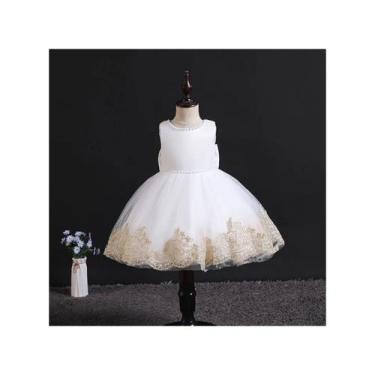 Imagem de Vestido de batismo para meninas branco e dourado 6-9m a 6 anos - Light