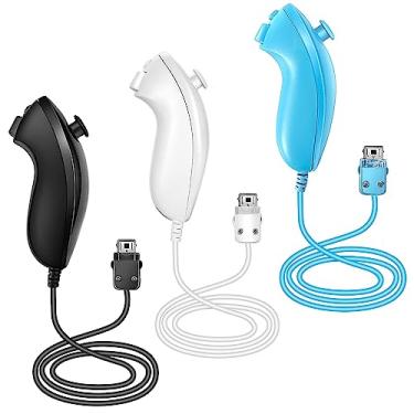 Imagem de NC 3 Packs Nunchuck Controller Joystick Gamepad Replacement for wii Nunchuck Controller, Compatible with Nintendo Wii & Wii U Video Game Gamepads (White Black Blue)