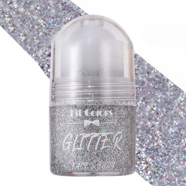 Imagem de Body Glitter Roll on Festival Glitter Gel Maquiagem para Cabelo Rosto e Corpo Rave Party Maquiagem 25 ml Prata