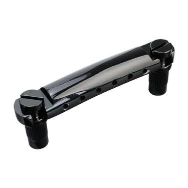 Imagem de OVSAL Ponte para guitarra elétrica, preto, liga de zinco, Tune-O-Matic Bridge Tailpiece Stop Bar com pinos de ajuste, compatível com peças de reposição para guitarra elétrica Les Paul LP SG