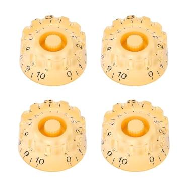 Imagem de Banworks Botões de controle de guitarra, tamanho métrico, 18 estrias, 2 volumes, 2 tons, botões de controle serrilhados, para guitarras elétricas Epiphone Les Paul LP SG, pacote com 4 JT/XN-10 Cream