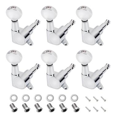 Imagem de Banworks 6 pinos de afinação de guitarra em linha, proporção 15:1, máquinas de afinação de cordas de guitarra seladas com etiqueta de fixação de 45 graus para guitarra elétrica Strat ST Tele, pacote