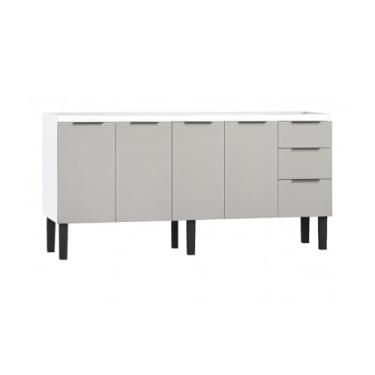 Imagem de Gabinete de Cozinha 174cm Armário Aço 4 Portas e 3 Gavetas (Cinza)