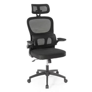 Imagem de Cadeira de escritório, design ergonômico com suporte lombar independente, malha respirável e encosto de cabeça ajustável (Preto)
