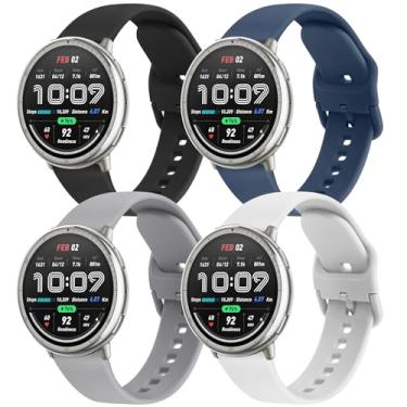 Imagem de AK Pacote com 4 pulseiras compatíveis com Amazfit Active 2/Active Watch Women Men, pulseira de substituição macia para Amazfit GTS 4 3 2 2e/GTS 4 2 Mini/GTR mini/Bip 3/3 Pro/Bip U Pro/Bip S Lite (F)