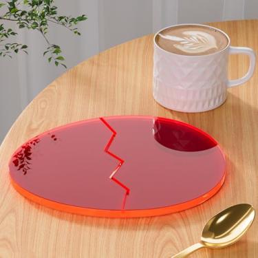 Imagem de Placas decorativas para porta-copos de acrílico, acessórios de mesa de escritório, decoração de xícara de café em forma de ovo de dinossauro transparente, perfeita para proteção e exibição de mesa.