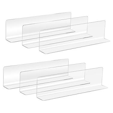 Imagem de Cabilock Divisórias de prateleira em forma de 20 peças para supermercados separadores de prateleira de plástico transparente para organizar bebidas, pão e armários de design mais fáceis de usar e