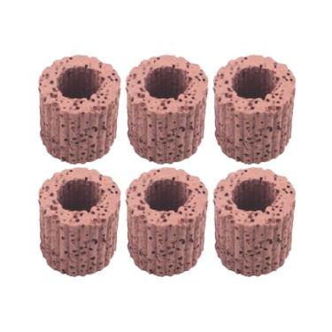 Imagem de WELWIK 6 peças base fixa de anel de cultivo de plantas aquáticas 25 mm decoração de aquário de cerâmica marrom para decoração de paisagens de aquários