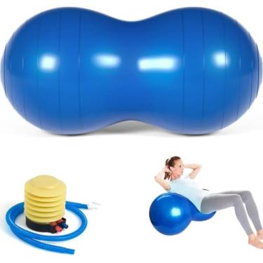 Imagem de Bola de amendoim para terapia infantil, bola de exercício anti-explosão de 90 x 45 cm com bomba, fitness de qualidade de academia para ioga, física, treinamento, mulheres, homens