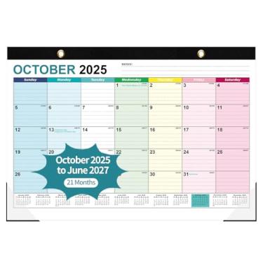 Imagem de Calendário de mesa 2025-2026, 21 meses de outubro de 2025 a junho de 2027, tamanho grande, calendário de parede mensal de 43 x 30 cm, agenda de mesa com lista de tarefas para sala de aula, escritório