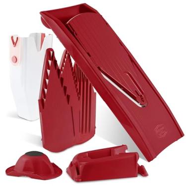 Imagem de Börner Reston Lloyd Mandoline Slicer V1 (conjunto profissional) • Cortador em V com 5 configurações de espessura e caixa de armazenamento • Fatiador de cozinha ajustável para legumes e frutas • Cor