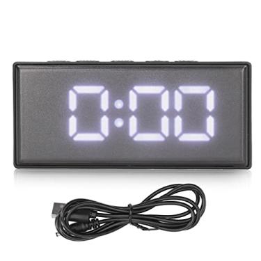 Imagem de Relógio de Mesa Relógio Inteligente Relógio de Mesa, Despertador Digital, Espelho LED, Display Digital, Sensor de Temperatura Inteligente para Casa, Quarto para Dormitório (Branco)