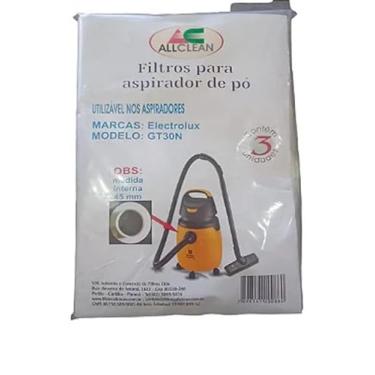 Imagem de SACO FITRO DESCARTÁVEL PARA ASPIRADOR DE PÓ GT30N BOCA 45mm ELETROLUX Contém 3 unidades
