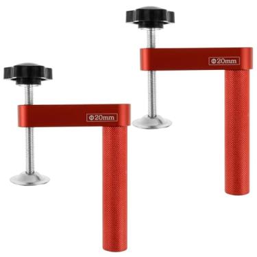 Imagem de WhSunVo 2 peças braçadeira de bancada 19 mm/20 mm liga de alumínio para carpintaria braçadeira rápida ajustável para furo de cachorro clipe de mesa carpinteiro portátil ferramenta manual para
