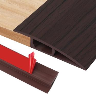 Imagem de Faixa de transição de piso autoadesiva de 1 m, limite de porta de PVC para alturas de 1,2 a 1,5 cm para carpete, piso laminado e limiares de azulejo, portas, bordas e scooters (A5015, grão de nogueira