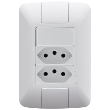 Imagem de Conjunto 4x2 com 1 Interruptor Simples 6 Amperes 250 Volts e 2 Tomadas 2P+T 20 Amperes 250 Volts Aria Branco - 57241086 - TRAMONTINA