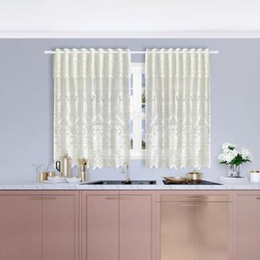 Imagem de Cortina Rendada Jacquard Marina Floral 2,30mx1,50m +30cm Bandô - Beija