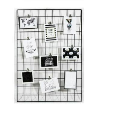 Imagem de Painel Para Fotos Tela Aramada Memory Board Com Suporte de Parede e Prendedores (Preto,80X100)