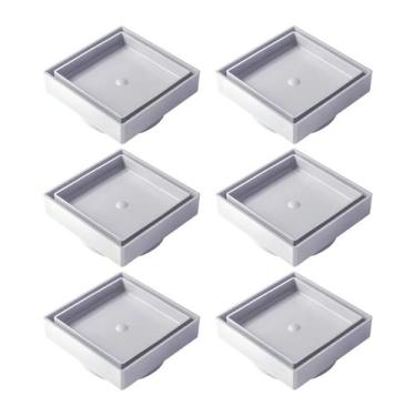 Imagem de Kit 6 Ralo Oculto Invisível Porcelanato 15x15cm Sifonado Antiodor Bran