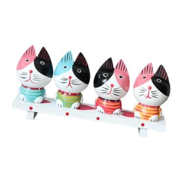 Imagem de IEUDNS Estátuas de gato, estatuetas com banco, miniatura, mesa, esculturas modernas de gatinhos para armário, abertura de negócios, cozinha, loja