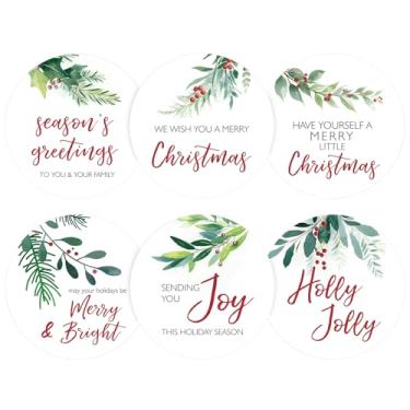 Imagem de Anwyll Adesivos de Feliz Natal Adesivos de Feliz Festas para Embrulho de Presente Envelope Cartão de Selo (Aquarela)