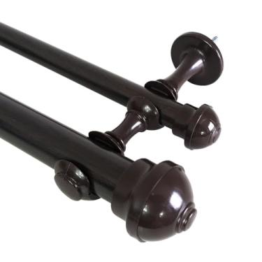 Imagem de Varão de Cortina Grosso Duplo 28/19mm (Grosso/Fino) Metal Kit Completo Diversas Medidas Cores(TABACO,3,00M)