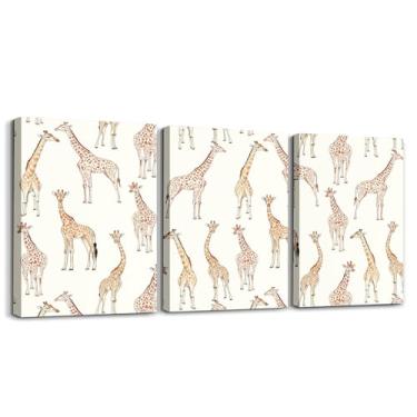 Imagem de Feelyou Arte de parede em tela de animais da selva para sala de estar quarto linda girafa pintura decoração vida selvagem crianças meninos meninas imagem arte africana safári animal pôsteres