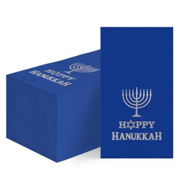 Imagem de Horaldaily 50 guardanapos decorativos de papel descartável de Hanukkah, estrelas judaicas, azul, prata, toalha de mão para festa, almoço, jantar, cozinha, banheiro