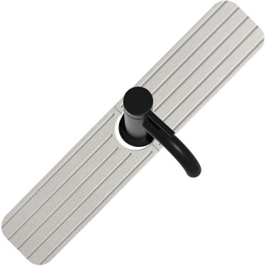 Imagem de ZumenDa Tapete de torneira de pia de cozinha de 51 x 10 cm, torneira de pedra absorvente de água para balcão de banheiro, bandeja de diatomita de secagem rápida para pia de cozinha, cinza claro