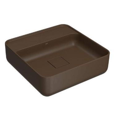 Imagem de Cuba De Apoio Deca Quadrada Com Mesa 40Cm Marrom Fosco