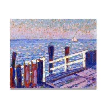 Imagem de The JettyThéo van Rysselberghe: Impressão em tela neoimpressionista belga chave 20 x 24 cm sem moldura