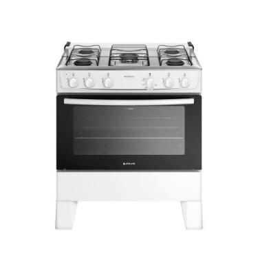 Imagem de Fogão 5 Bocas com Mesa Inox Milão Plus 300001772 Atlas, Branco
