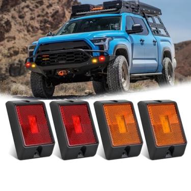 Imagem de Nilight Luz de marcador lateral, 4 peças, quadrada, 3LED, âmbar vermelho, luzes indicadoras de folga traseira, lentes reflexivas, montadas na superfície, à prova d'água, para caminhão de 12 V, trailer