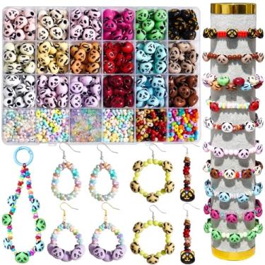 Imagem de Contas de acrílico em forma de panda para fazer joias, miçangas pastel, coloridas, sortidas, fofas, estéticas, kawaii, contas de amendoim para pulseira, brinco de artesanato faça você mesmo, pingente