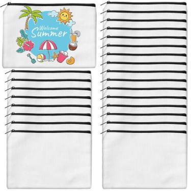 Imagem de Bolsas de maquiagem de lona AMADAILY 24 unidades Sublimation Blank 20x