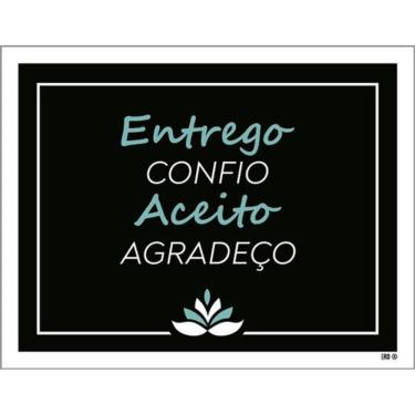 Imagem de Kit 10 Placas Entrego Confio Aceito Agradeço Flor 36X46