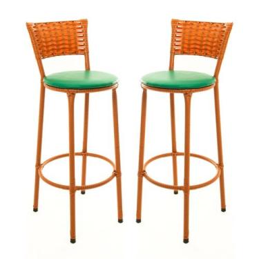 Imagem de KIT 2 Banquetas Alta Encapada Junco IMBUIA Area de Lazer Cozinha Balcã