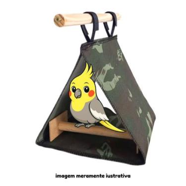 Imagem de Cabana Toquinha Suspensa com Poleiro para Aves Calopsitas ou Roedores 